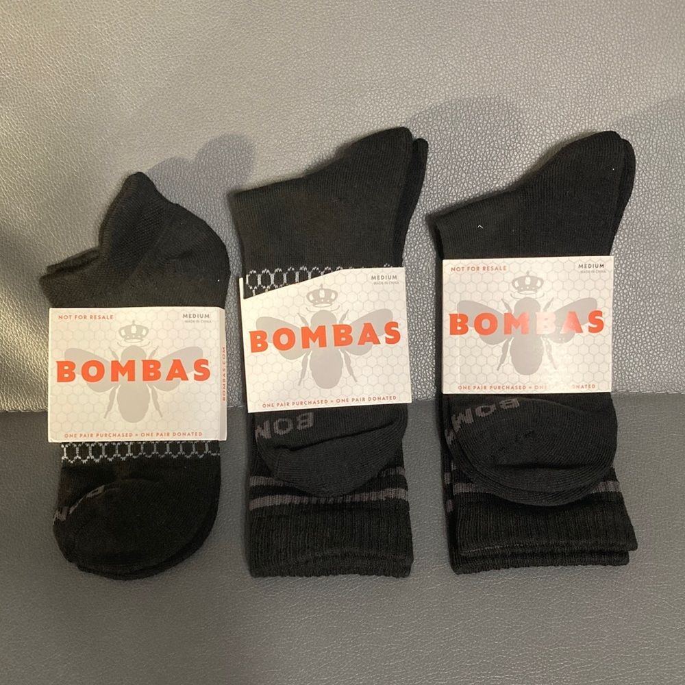 Bombas 3 pack black Men's socks size medium
